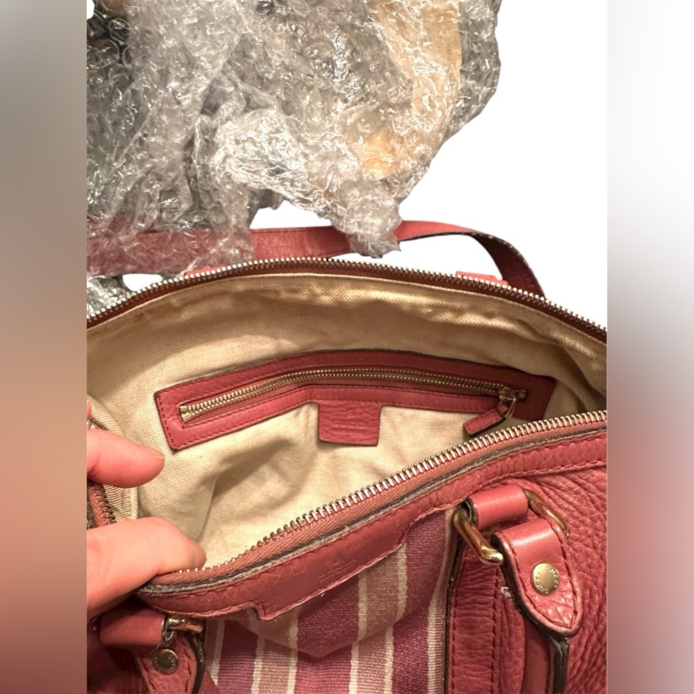 Gucci Rose Leather Medium Web Boston Bag - Picture 8 of 14